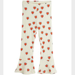 Mini Rodini Bukser - Rib - Offwhite m. Hjerter