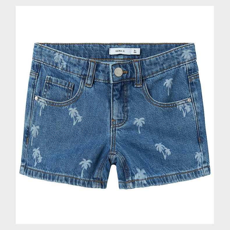 Name It Shorts - NkfRose - Medium Blue Denim/Palm Tree