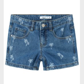 Name It Shorts - NkfRose - Medium Blue Denim/Palm Tree
