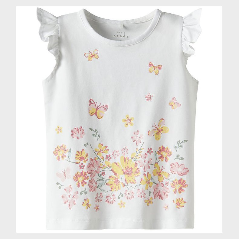 Name It T-shirt - NmfVayana - Bright White/Yellow Flower