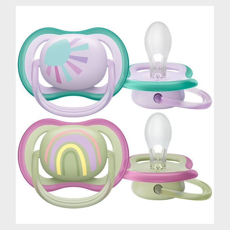 Philips Avent Sut - 2-pak - Ultra Air - Grn/Lilla m. Print