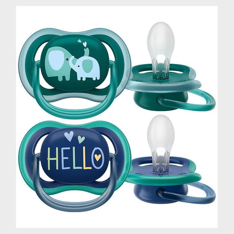 Philips Avent Sut - 2-pak - Ultra Air - Bl/Grn m. Print