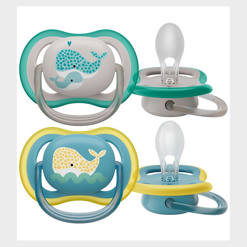 Philips Avent Sut - 2-pak - Ultra Air - Bl/Gr m. Print
