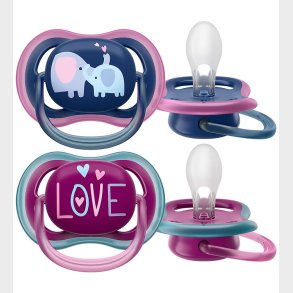 Philips Avent Sut - 2-pak - Ultra Air - Bl/Lilla m. Print