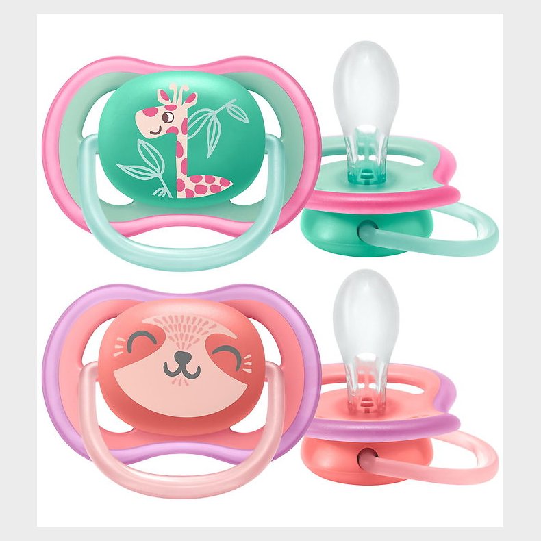 Philips Avent Sut - 2-pak - Ultra Air - Rosa/Grn m. Print