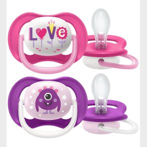 Philips Avent Sut - 2-pak - Ultra Air - Lilla/Pink m. Print