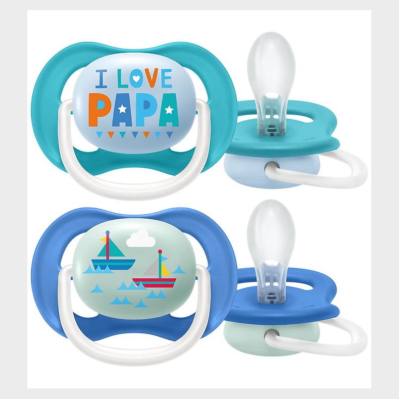 Philips Avent Sut - 2-pak - Ultra Air - Bl/Turkis m. Print