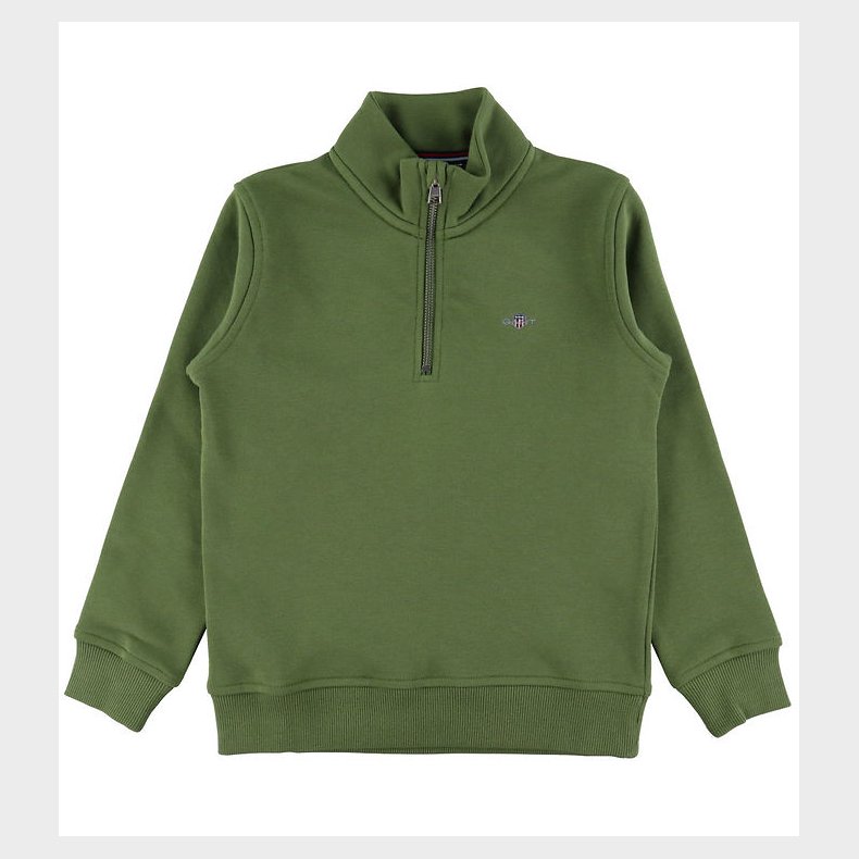 GANT Sweatshirt - Shield Half Zip - Washed Olive