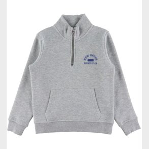 GANT Sweatshirt - Graphic Half Zip - Light Grey Melange