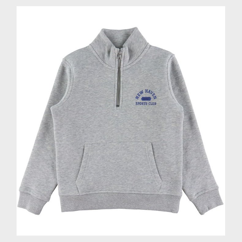 GANT Sweatshirt - Graphic Half Zip - Lysegrmeleret