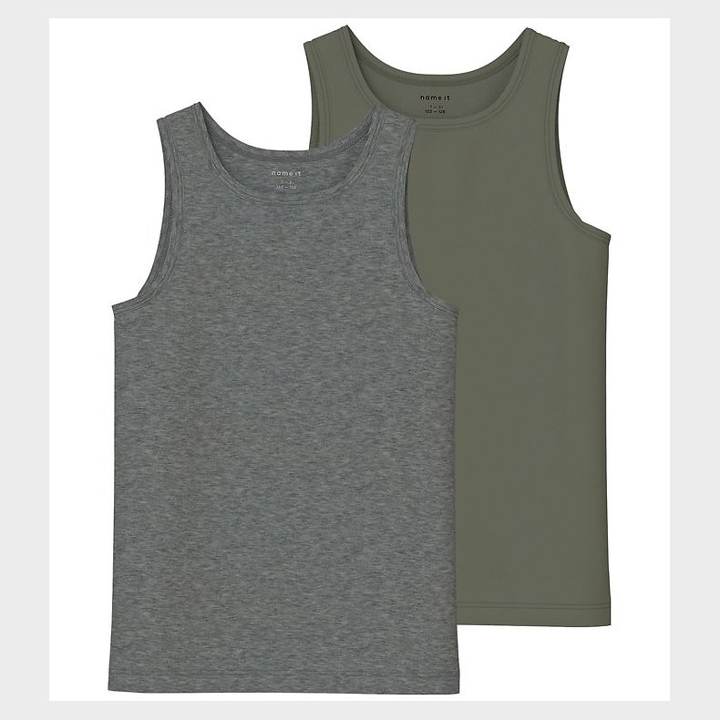 Name It Undertrje - Noos - NkmTank - 2-pak - Tea Leaf/Dark Grey