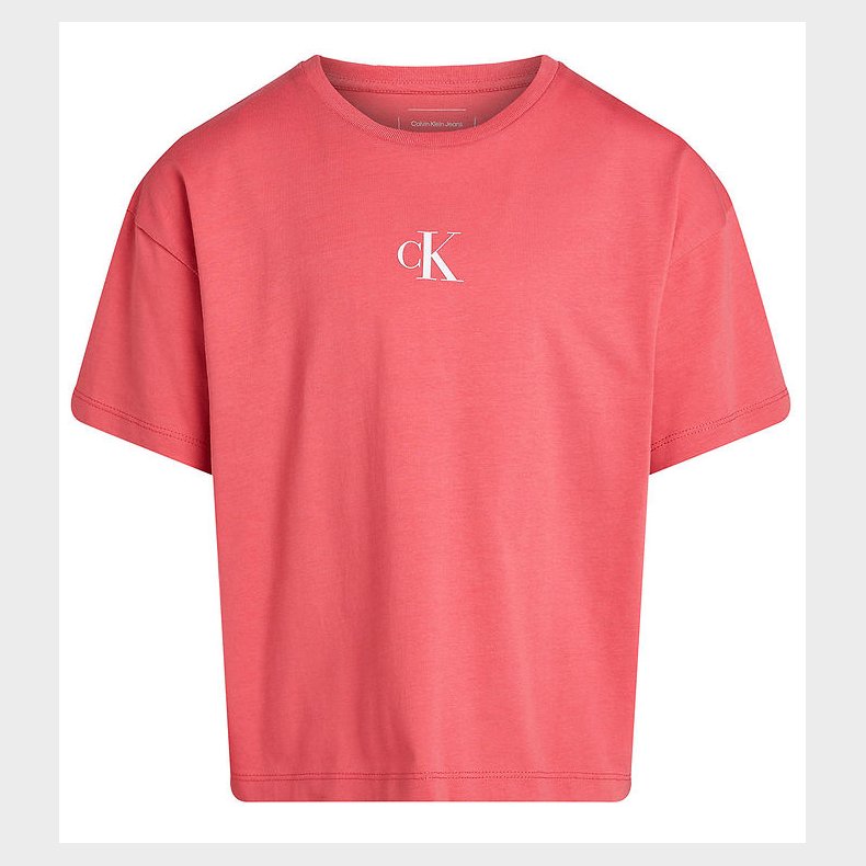 Calvin Klein T-shirt - CK Logo Boxy - Deep Crimson Fruit