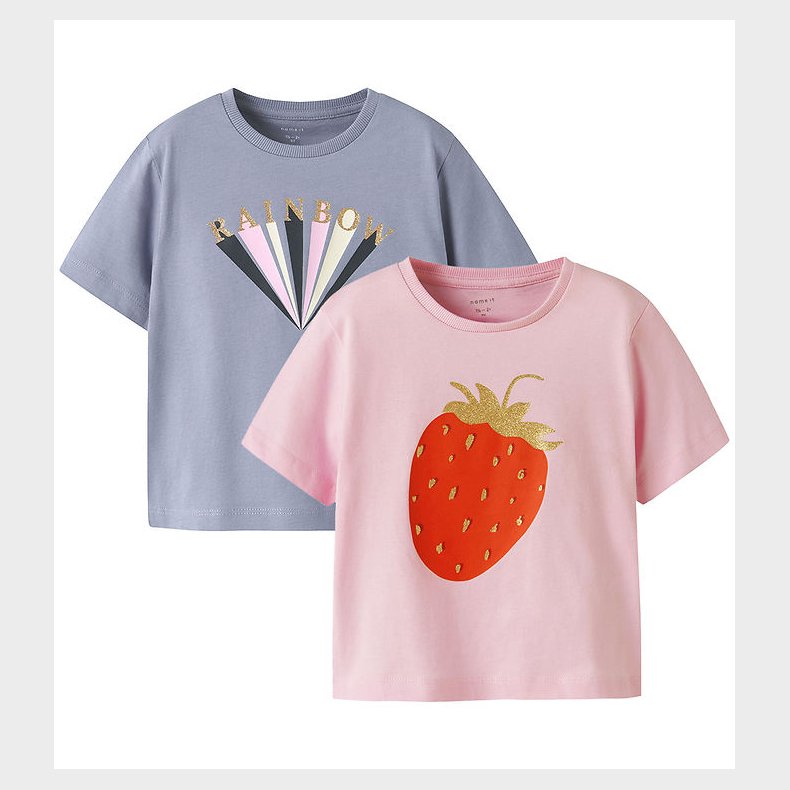 Name It T-shirt - NmfKatinka - 2-pak - Pirouette/W. Purple Impre