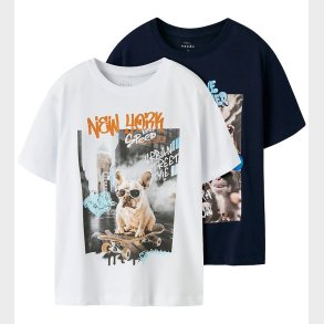 Name It T-shirt - NkmVoto - 2-pak - Navy Blazer/Bright White
