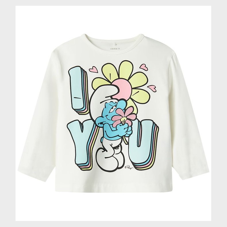 Name It Bluse - NmfFrida - Smurfs - Cloud Dancer