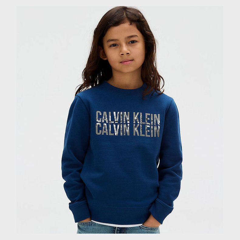 Calvin Klein Sweatshirt - Terry Seasonal Logo - Blue Jean
