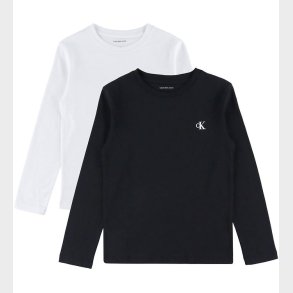 Calvin Klein Bluse - 2-pak - Chest Mono - Ck Black/Bright White