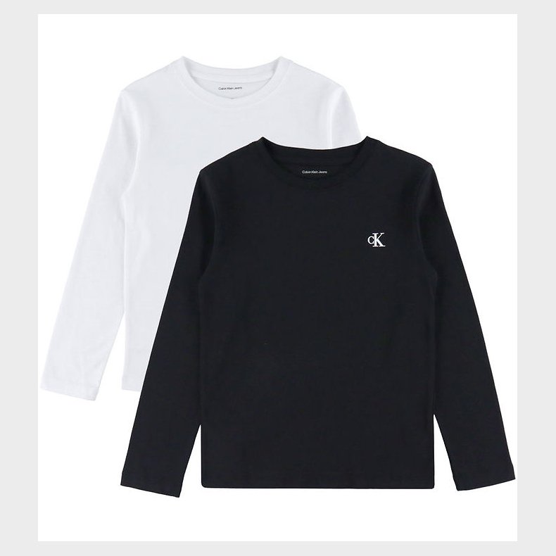 Calvin Klein Bluse - 2-pak - Chest Mono - Ck Black/Bright White