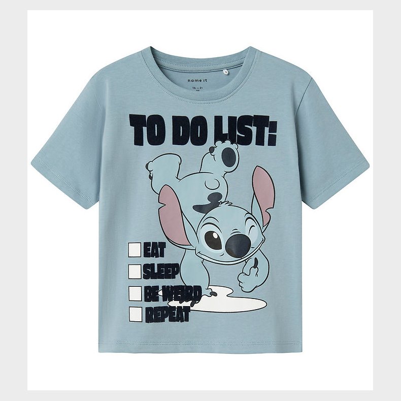 Name It T-shirt - NmmJudd - Stitch - Dusty Blue