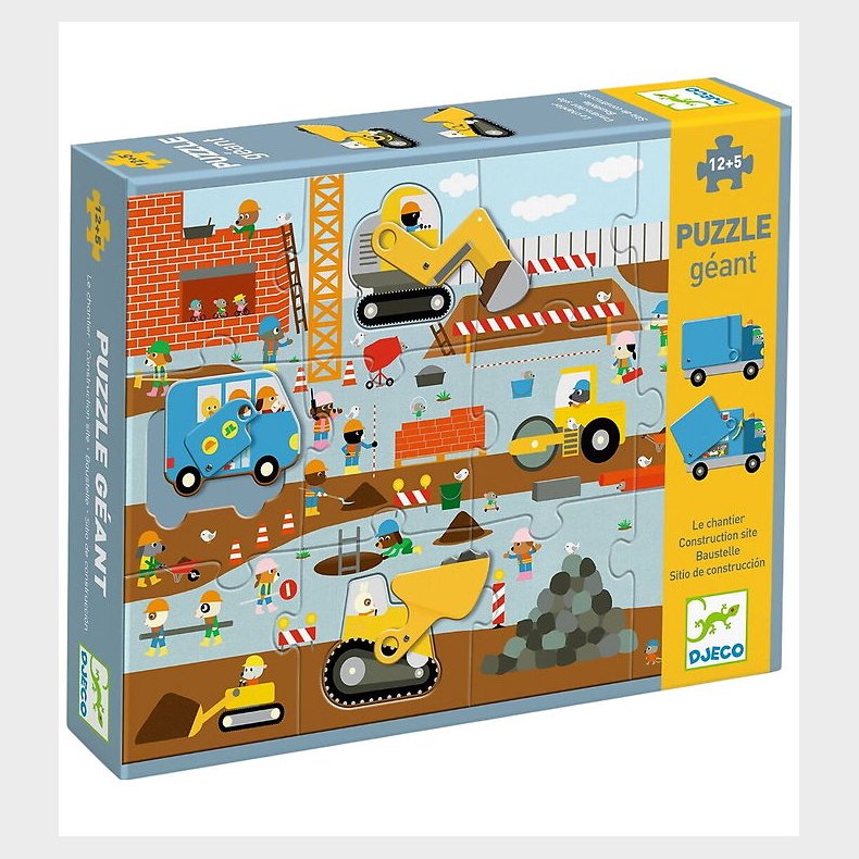 Djeco Puslespil - 12+5 Brikker - Construction Site
