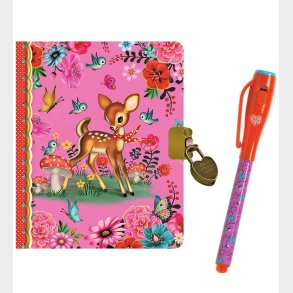 Djeco Dagbog m. L�s & Magisk Pen - Fiona Hewitt - Bambi/Blomst