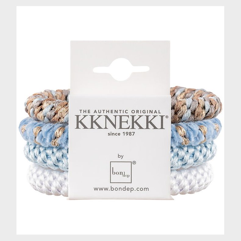 Kknekki Hrelastikker - 4-pak - Bl/Hvid/Beige
