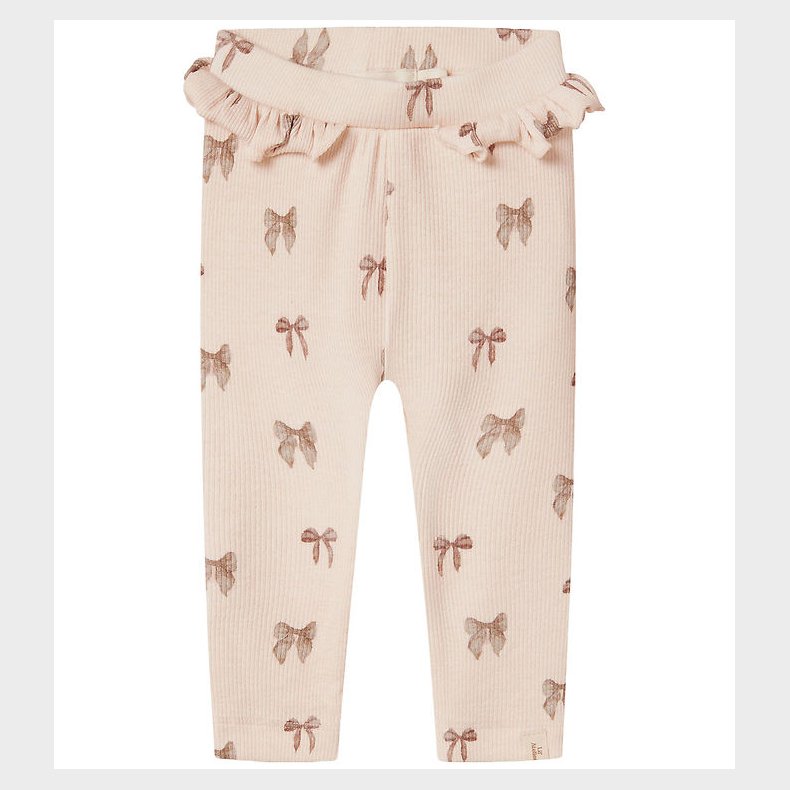 Lil' Atelier leggins - Rib - NbfGavo - Silver Peony/Bow