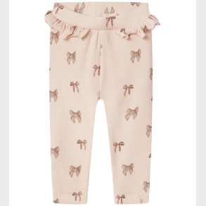 Lil' Atelier leggins - Rib - NbfGavo - Silver Peony/Bow