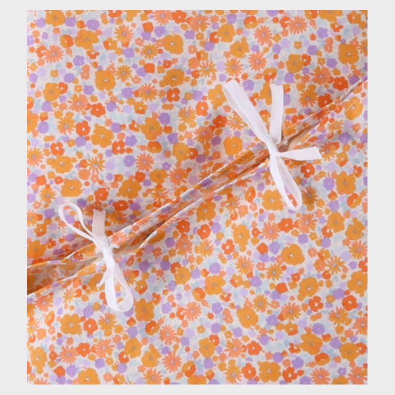 N�rgaard Madsens Senget�j - Junior - Blomsterflor i Orange/Lilla