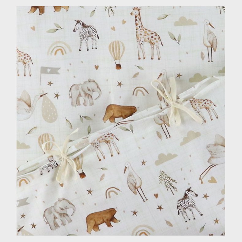 Nrgaard Madsens Sengetj - Voksen - Beige m. Striber/Zoo Dyr