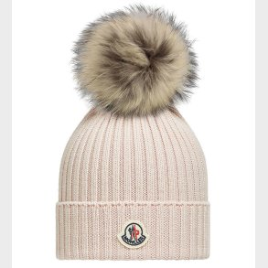 Moncler Hue - Uld - Lysegr� m. Imiteret Pelskvast