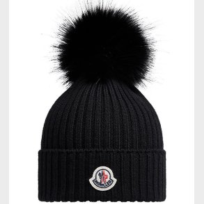 Moncler Hue - Strik - Uld - Sort m. Kvast