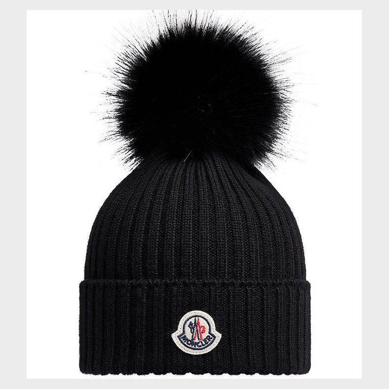 Moncler Hue - Strik - Uld - Sort m. Kvast