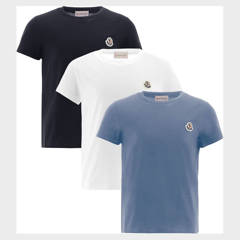 Moncler T-shirt - 3-pak - Hvid/Bl/Navy