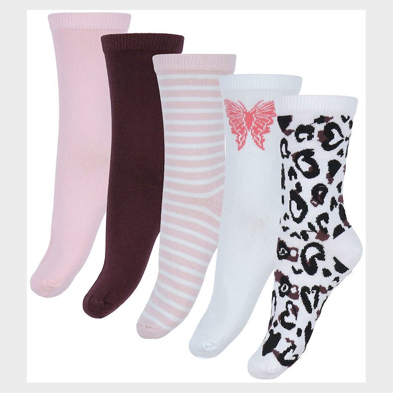 Name It Strmper - NkfVilde - 5-pak - Bright White/Hearts