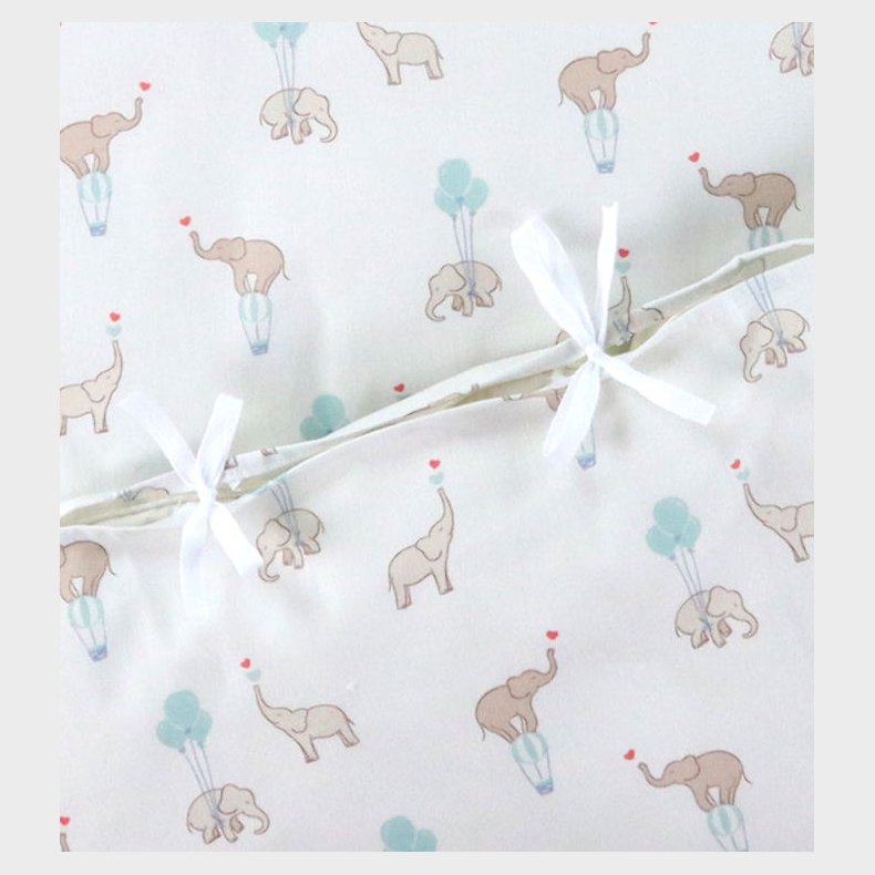 N�rgaard Madsens Senget�j - Baby - Hvid m. Elefanter