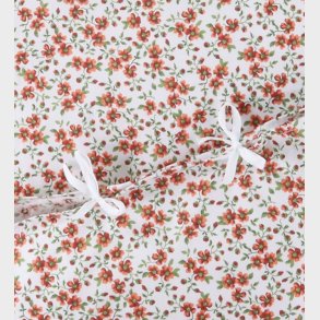 Nrgaard Madsens Sengetj - Voksen - Hvid m. Rde Blomster