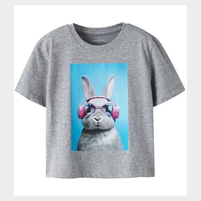 Name It T-shirt - NmfVotea - Grey Melange/Bunny Head