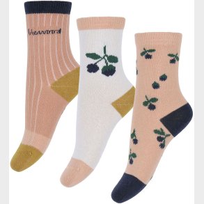 Liewood Strmper - 3-pak - Silas - Berry/Pale Tuscany