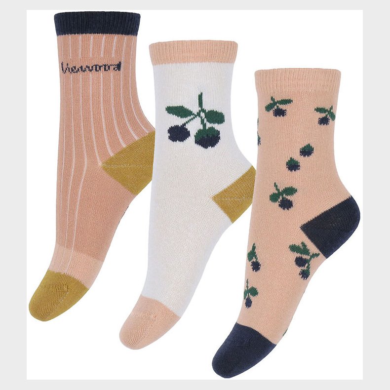 Liewood Strmper - 3-pak - Silas - Berry/Pale Tuscany