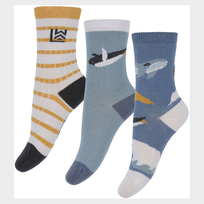 Liewood Strmper - 3-pak - Silas - Arctic Sea/Ocean View