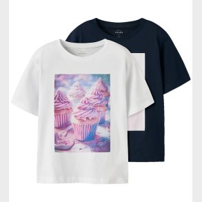 Name It T-shirt - NkfVotea - 2-pak - Bright White/Navy Blazer/Gi