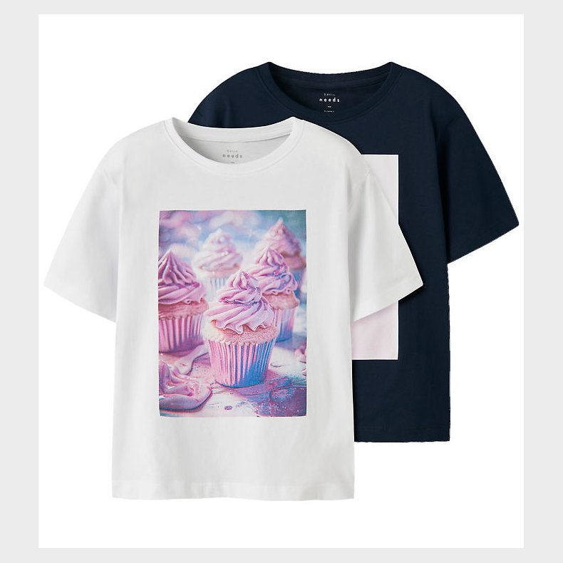 Name It T-shirt - NkfVotea - 2-pak - Bright White/Navy Blazer/Gi