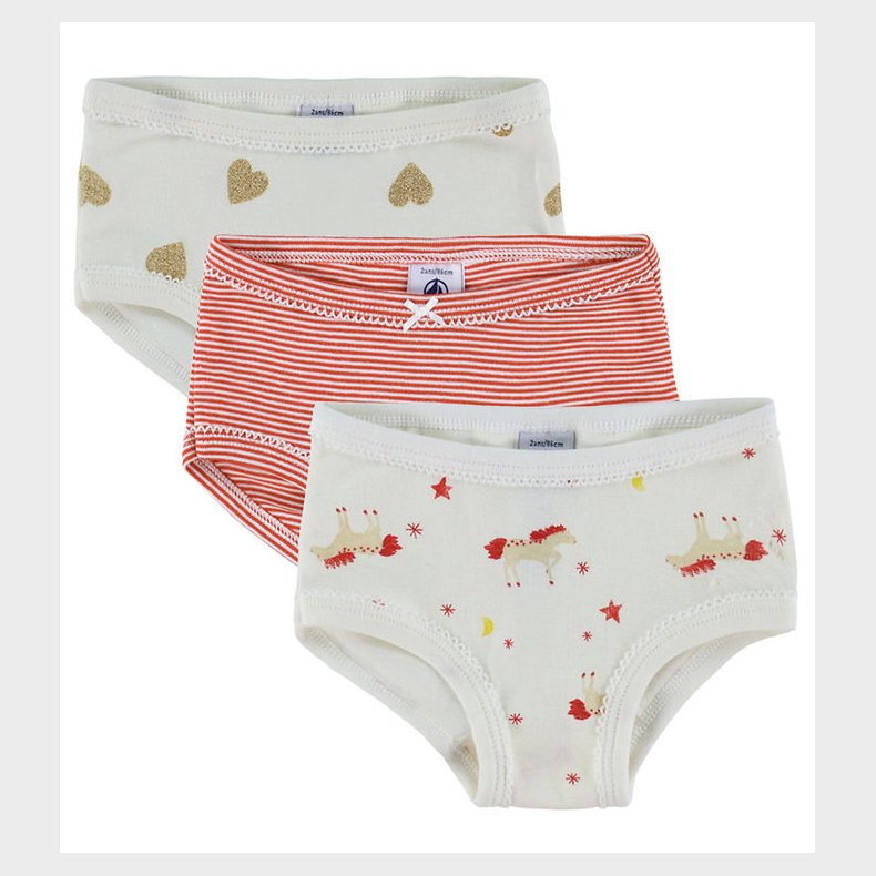 Petit Bateau Trusser - 3-pak - Off White/Rd