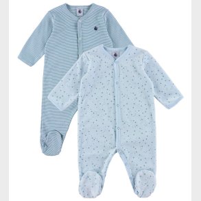 Petit Bateau Natdragt - 2-pak - Bl m. Stjerner/Striber