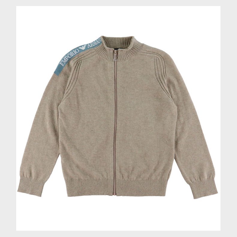 Emporio Armani Cardigan - Viskose/Uld - Beigemeleret m. Bl