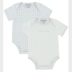 Emporio Armani Bodyer k/ - 2-pak - Hvid/Lysebl m. Logoer