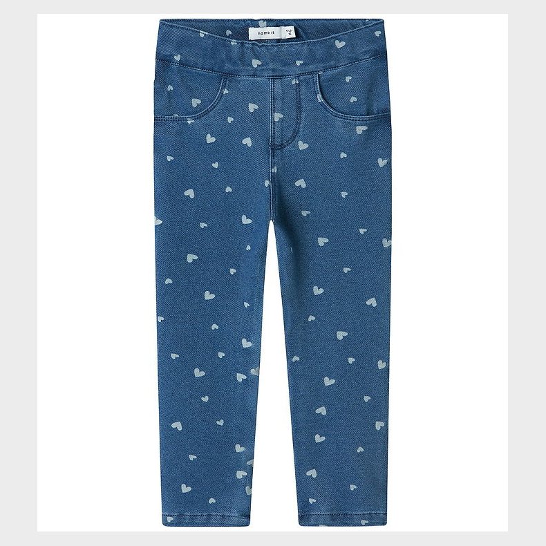 Name It Leggings - Noos - NmfSalli - Medium Blue Denim/Hearts