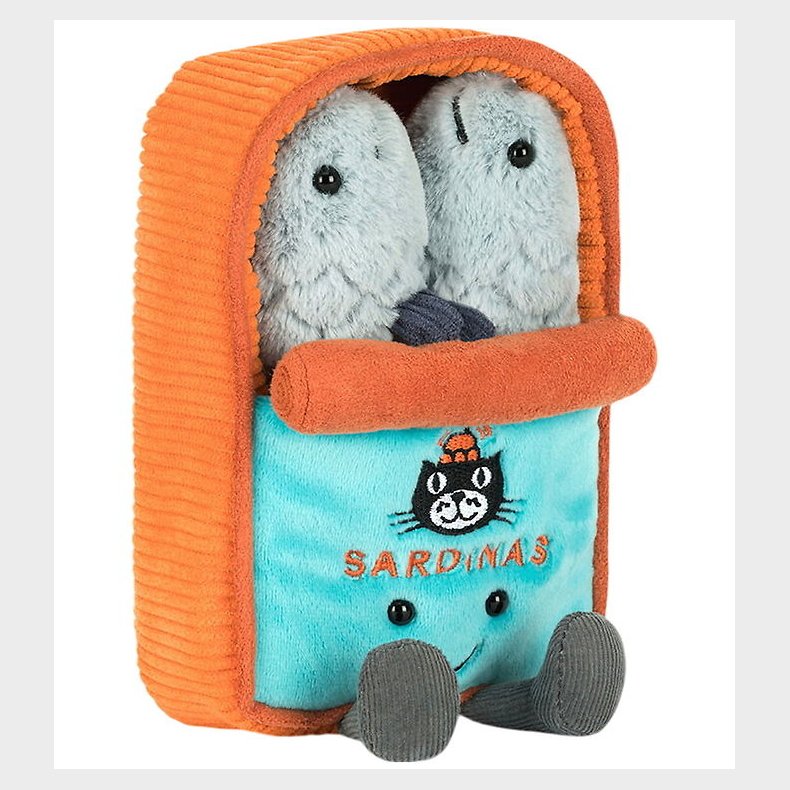 Jellycat Bamse - 17x11 cm - Amuseables Sardine Tin - Orange/Gr