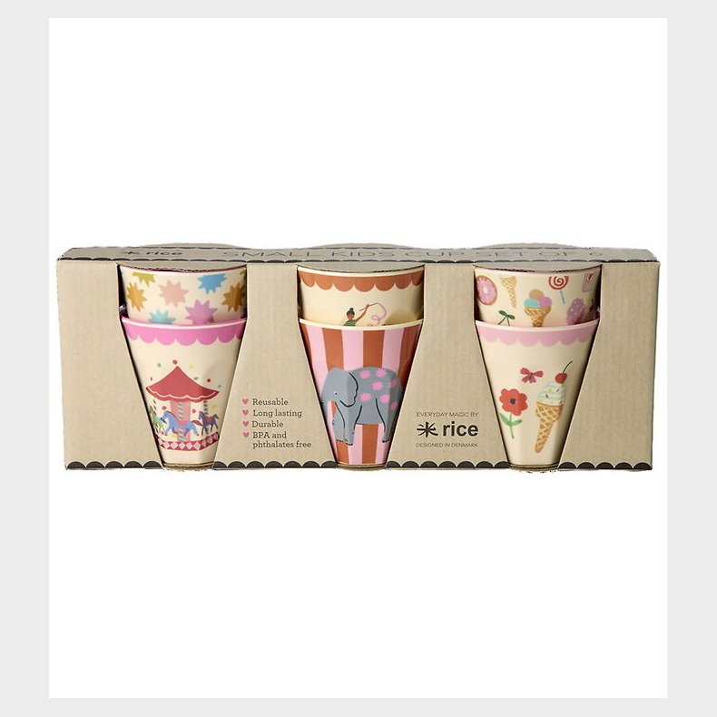 Rice Kopper - Melamin - 6 stk. - 160 ml - Pink Fun Fair